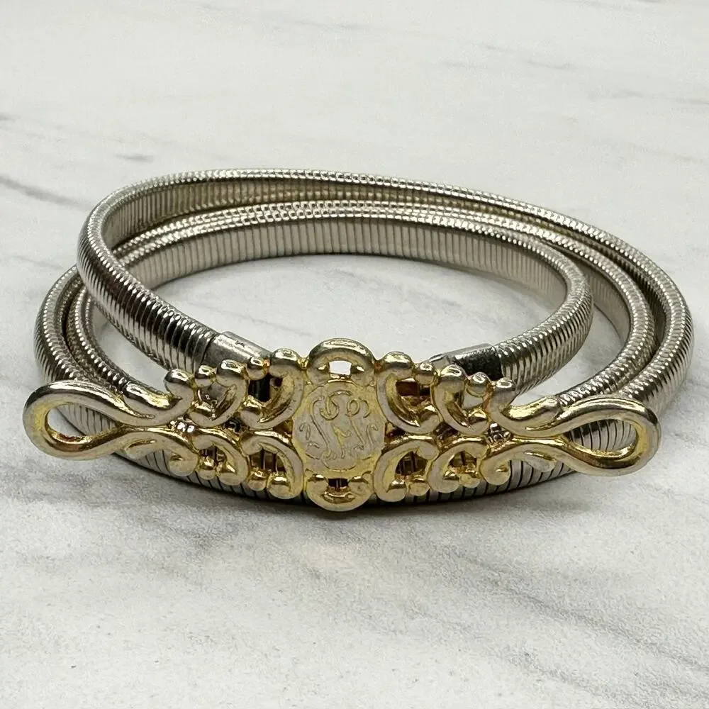 Vintage Gold Tone Coil Stretch Cinch Belt Small (S) ✨